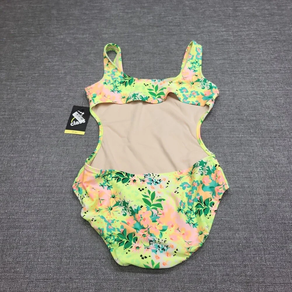 Art Class Girls' One Piece Swimsuit Plus Size X-Large 14 Floral Print